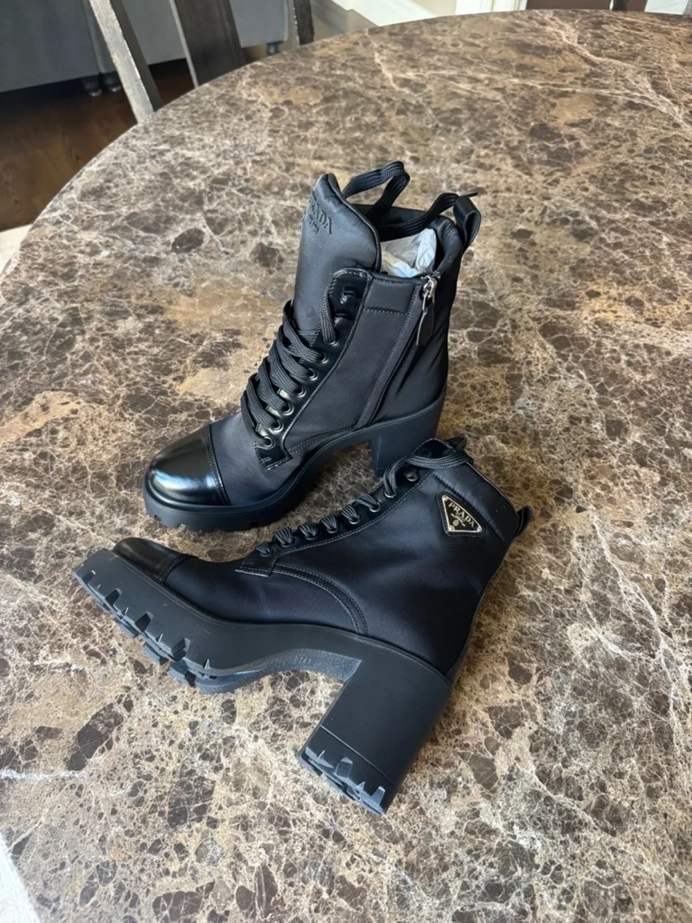 Prada re nylon black chunky lug sole nylon boot bootie sz 39 - Picture 5 of 10